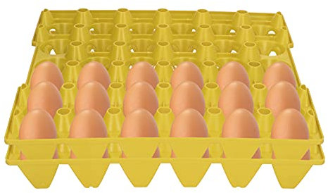 5 Pezzi Casse Per Uova Contenitori Per Uova Grande Capacità Portauova Impilabile a 30 Celle Piatti Per Uova in Plastica Per La Conservazione E Il Trasporto di Uova(Giallo)