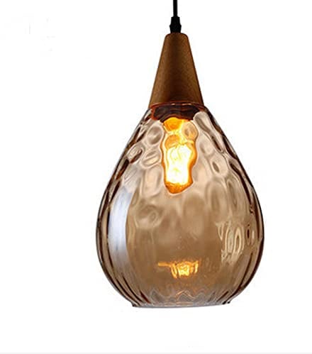 Wasser Ripple Design Kegelform Glas Runde Kugel Pendelleuchte Holz Lampenfassung Hängende Deckenleuchte Verstellbare Schnur Drei Farben Optional Barber Shop Cafe Restaurant Indoor Kronleuchter