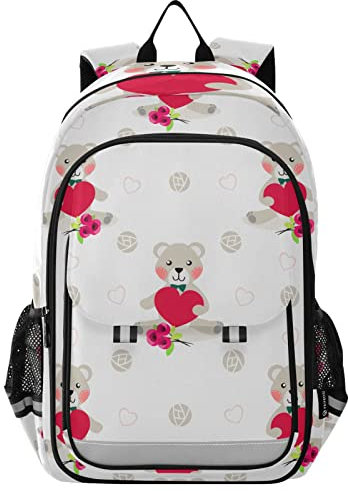 Vnurnrn Süße Kleine Bären Lieben Pocahontas Schulter Rucksack Kinderrucksack Für Schule Mädchen Jungs Büchertasche Schülerrucksack mit Laptop Rucksäcke