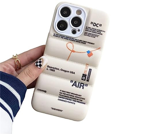 IAIYOXI Puffer Case With Sports Shoes Brand Design for iPhone 14 Pro, Sneakers Ins Label Soft Cover - White Puffy Case for iPhone 14 13 12 11 Pro Max Plus X XS XR 7 8