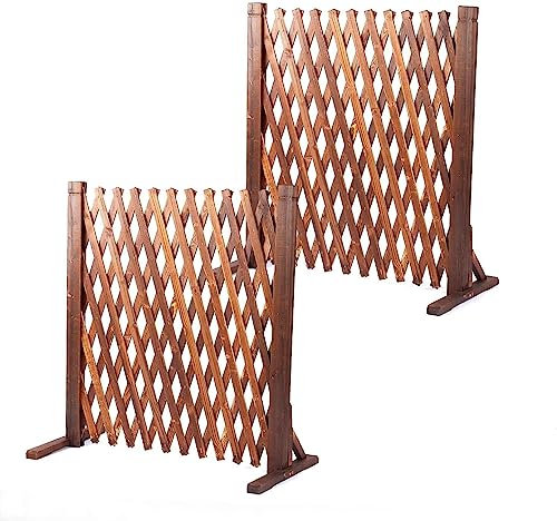 2 Pcs Wood Fence, Freestanding Telescopic Lattice Panels for Outside, Fence Panel Used As Home Decorative/Garden Grid Decoration (Size : 80x160cm)