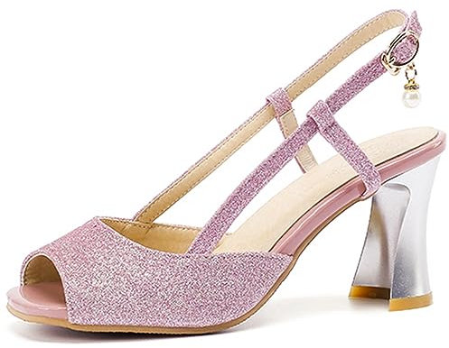 CUTEHEELS Sandali da donna con tacco e peeptoe, Lilla, 35 EU