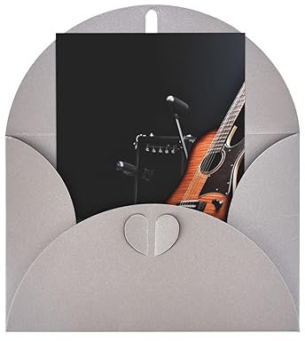 AdaNti Grußkarte mit Musikinstrumenten-Gitarren-Druck, mit Umschlägen, halbgefaltet, Karton, Perlglanzpapier, Dankeskarten für Weihnachten, Geburtstag, Party, 15,2 x 10,2 cm