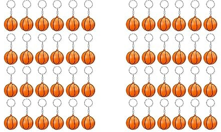 Bonkshire Lot de 48 Porte-Clés de Basket-Ball, Mini Porte-Clés Balle Anti-Stress de Basket-Ball, Porte-Clés Ballon de Sport, Récompense de Scolaire pour Enfants