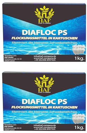 HAF® 2 kg Flockkartuschen | Flockungsmittel Kartuschen für kristallklares Poolwasser - Einfache Anwendung & sehr effektive Wirkung - Qualität: Made in Europe - Menge: 16 Kartuschen je 125g = 2 kg