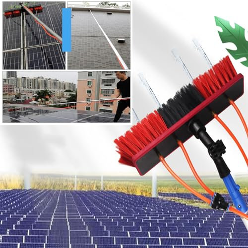 MQZHUK Teleskop Waschbürste 3-12 Meter Teleskopstange Fensterreinigung aus Aluminium Teleskopbürste 35cm zur Reinigung von Solaranlage Terrassendach Wintergarten Reinigungsset PV Anlage Reinigung 4m