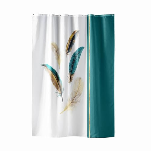 Douceur d'Intérieur, Rideau de Douche avec Crochets (180 x 200 cm) Plumiss, Polyester Imprimé Métallisé