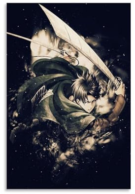 MNABSO Attack on Titan Anime Role Levi Ackerman Black White Fan Art Poster Dekorative Malerei Leinwand Wandkunst Wohnzimmer Poster Schlafzimmer Malerei 08x12inch(20x30cm)