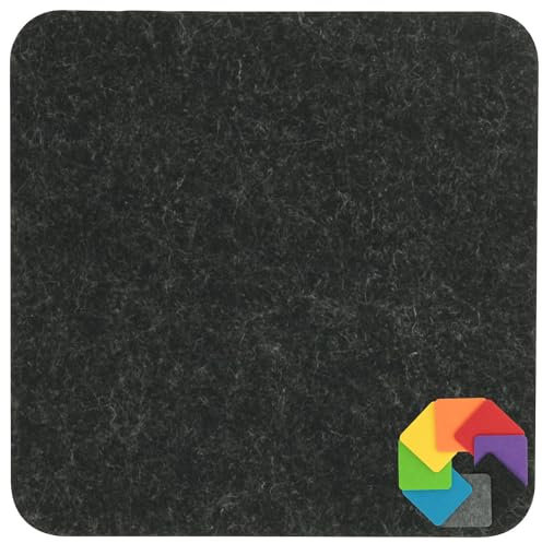 Design Filz Untersetzer eckig - 10x10 in dunkelgrau meliert für Glas, Getränke, Bar, Tasse, Vase