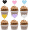 KOBOKO 60 Stück Herzen Cupcake Deko Geburtstag, Herzen Tortendeko Geburtstag, Muffin Deko Hochzeit, Cupcake Topper für Geburtstag Hochzeit Braut Jubiläum Baby Dusche Party Dekorationen