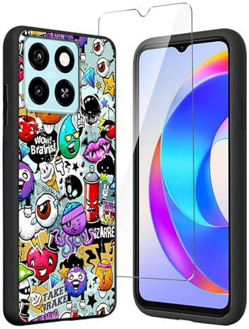 LYZXMY Funda para ZTE Blade A55 (6.75) + Protector de Pantalla Vidrio Templado Película Protectora - Negro Carcasa Silicona TPU Suave Caso Case - Monster