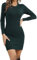 Gyabnw Jumper Dress for Women - Crew Neck Sweater Winter Chunky Cable Knit Long Sleeve Bodycon Ladies Elegant Knitwear Mini Casual Dark Green