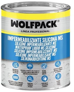 WOLFPACK LINEA PROFESIONAL Impermeabilizzante silicone Ms Polymer bianco 1 kg. Silicone liquido, rivestimento acrilico, impermeabilizzante, vernice acrilica