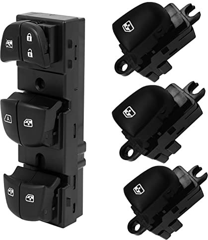 JHVVBFWF Interruptor Mando Elevalunas para N&issan para Qashqai para Altima para Sylphy para Tiida para X-Trail 25401-1KA0A 25401-1KA0B Botón Interruptor De Ventana Principal(1 Set)