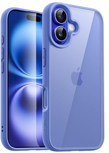 JETech Case for iPhone 16 6.1-Inch, Shockproof Phone Bumper Cover, Solid Color Matte TPU Frame, Anti-Scratch Clear Back (Ultramarine)