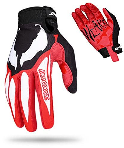 Fast passion Skeleton-Paw Motorradhandschuhe für Damen und Herren, Fahrradhandschuh, atmungsaktiv, Dirtbike-Handschuh für ATV, MTB, Motocross-Rennen, 1 Schwarz, Rot, Größe L