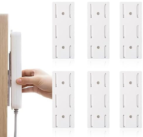Self-Adhesive Power Strip Socket Holder, 6 Pcs Wall Mount Power Strip,Adhesive Punch-Free Socket Holder for Home Kitchen Office