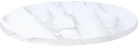 Oviala Tischplatte, rund, Melamin, 60 cm, Marmor, Weiß