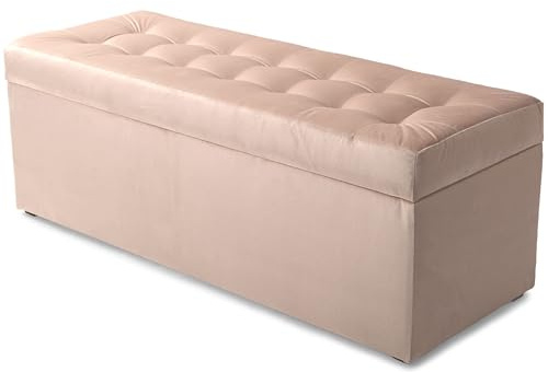 MG Design Pouf contenitore imbottito 45 × 120 cm Oro rosa – capacità ca. 140 L, fino a 300 kg, seduta morbida, struttura solida, già montato e facile da pulire