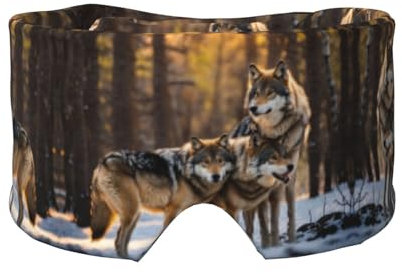 Masque cache-oreilles et yeux imprimé loups pour homme et femme - Pour voyage, yoga, méditation et nuit de sommeil