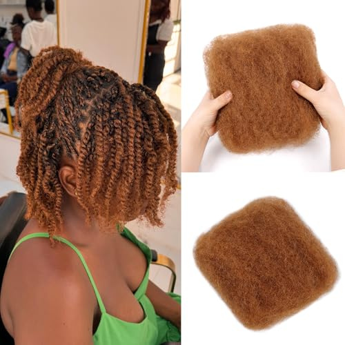Afro Kinkys Bulk Human Hair, 100% Human Hair for Mini Twist, Braiding, Loc Extensions & Crochet, Kinky Curly Hair Bundles, Natural Afro Mass for Dreadlocks (30#, 30cm, 1 Piece)