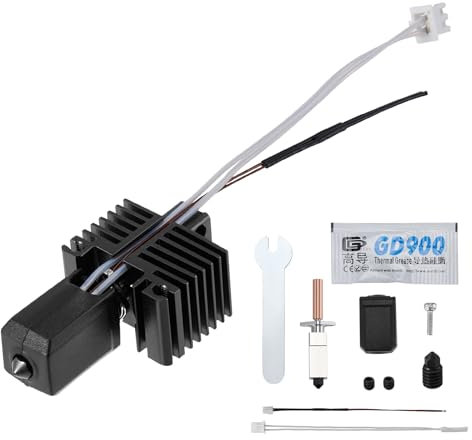 Kit hotend per Bambu Lab X1C X1E, include termistore, resistenza ceramica, ugello in acciaio temprato da 0,4 mm, copertura in silicone, blocco raffreddamento, dissipatore di calore e tubo flessibile