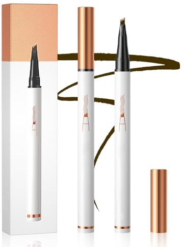 Eyebrow Pencil, 2025 New Waterproof Eyebrow Pen, with 4-Fork-Tip & Precise Brush-Tip Create Natural Hair-Like Brows, Last All-Day, Fuller Brows, Waterproof, Sweat- & Smudge-resistant (Light brown)