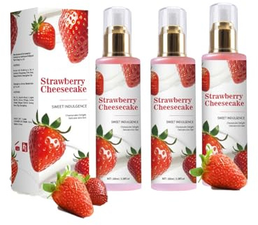 Strawberry Cheesecake Body Mist mit einer zarten Duftwolke, ein Duftträger mit traumhaften Zutaten aus Erdbeeren, ein lang anhaltendes süß duftendes Körperspray für Haut und Haar (3PC)