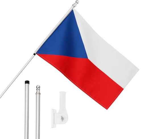 I LOVE FANCY DRESS Flagge, Fahnenmast und Wandhalterung, 152 x 91 cm, Tschechische Republik Flagge mit Ösen, ausziehbarer Stange und Halterung, Tschechischer Sport-Fan, Nationalstolz, Innen- und