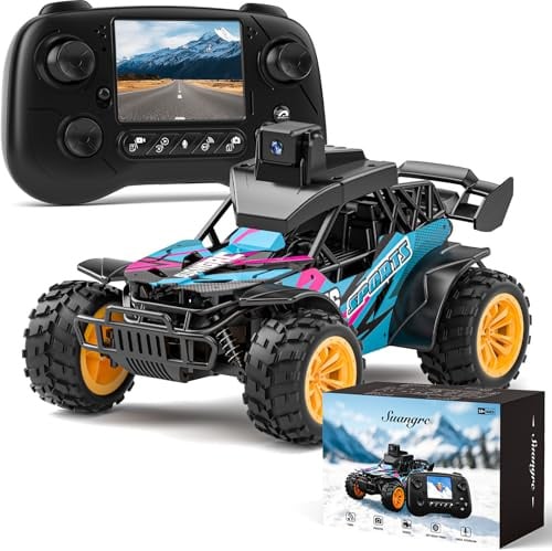 suangrc RC LKW Mit Kamera 2.4'' LCD Display Fernsteuerung Geländewagen Mit 45° Schwenkbarer Kamera 2 Geschwindigkeits Modi Alloy Karosserie Offroad Truck Für Erwachsene Kinder Und Anfänger