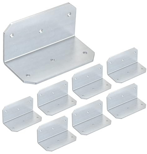 YogePote Verzinkte L-Halterung, 5,1 x 10,2 cm, 90-Grad-Eckstrebe für Holz, robuste Winkelhalterung für schwebende Regale, Möbel, Holzbalken, Zaun, Tisch, Bücherregal, Schrank, Deck (verzinkt, 8 Stück)
