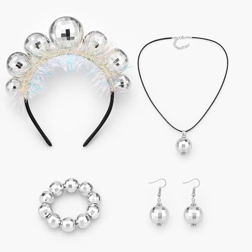 4 Stück Discokugel Kostüm, Discokugel Ohrringe, Ohrringe Discokugel, Geeignet Für 70er-80er-Party, Karneval, Kostüm-Party, Musikfestival Und Fotoshooting Im Vintage-Stil