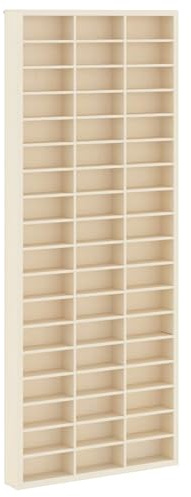 Makastle Wanddisplay-Case mit 54 Fächern, Hängevitrine, Sammlervitrine, Schaukasten für Wohnzimmer, Schlafzimmer, Arbeitszimmer, Beige 30x4,5x75 cm Holzwerkstoff