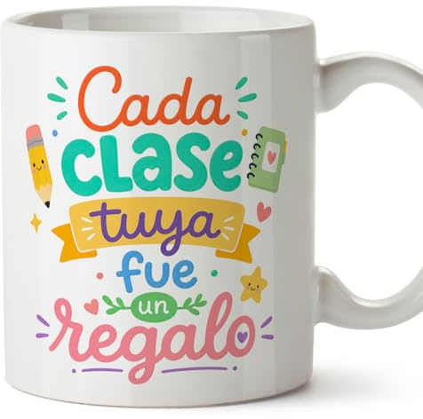 MUGFFINS taza profesora y profesor con frase Cada clase tuya fue un regalo en Español | regalo profe original | detalle agradecimiento fin de curso | Infantil v2
