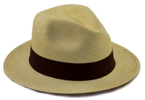 Chapeau Panama Traditionnel. Roulable et tissé. Paille naturelle. Gamme de couleurs. Extrêmement léger et respirable., Brun, 62