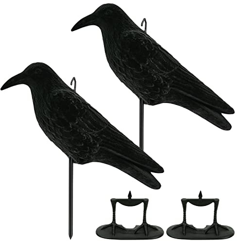 NITEHAWK 2 x Full Body Flocked Crow Decoy With Feet And Stake Shooting Hunting