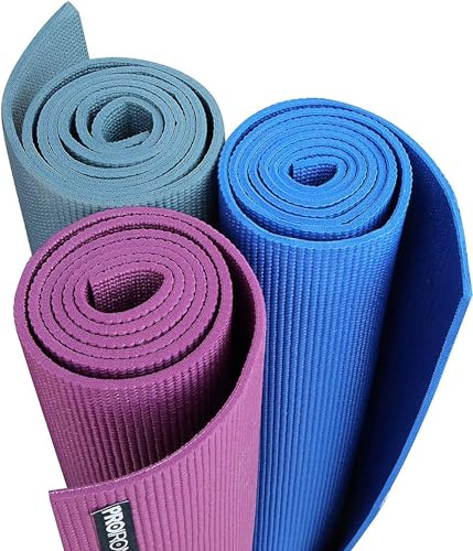 Proiron Rutschfeste anti-mikrobielle Fitness-Unterlage, Matte für Workout / Pilates / Yoga, gepolstert, mit Transporttasche, für Gymnastik zu Hause oder beim Camping, 4 oder 6 mm dick, in Blau, Dunkelgrün, Lila, Herren damen Kinder, 1 x 6mm (Blue), 1 x 6mm (Blue)