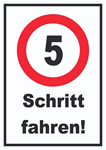HB-Druck Schritt Fahren 5 km/h Schrittgeschwindigkeit Schild Langsam Fahren A4 (210x297mm)