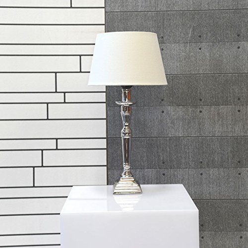 Dirk Davids Leuchten GmbH Tischleuchte Chrom Poliert Schirm Rund Leinen Cotton Creme 16685/S