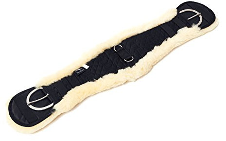 Engel Reitsport | Lammfell Sattelgurt Western Kurzgurt Konturgurt WGURT-70-SCH-MED schwarz/med. 28 70cm