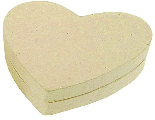 Decopatch Décopatch BT036O Box in Herzform flach XS (aus Pappmaché, 13 x 11 x 3,5 cm, zum Verzieren, ideal für Ihre Wohndeko) Kartonbraun