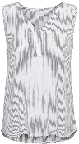 KAFFE Damen Top Amber Damen Oberteile Sommer V-Ausschnitt Ärmellos Blusentop Streifen top Basic Loose Bluse Ärmellos