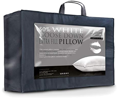 Littens Luxury Ultimate Collection Extra Filled 50% Goose Down & Feather Pillow 280TC Cotton Casing