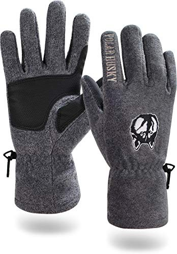 Polar Husky Fleecehandschuhe für Damen und Herren mit verstärkter Handinnenfläche (S-3XL) Farbe Grau Größe XL