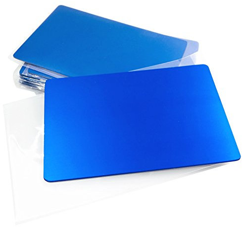 ebamaz Metall Business Visitenkarten aus Eloxiertes Aluminium Legierung 86 x 54 x 0,8 mm (Blau, Blanko, 10 Stück)