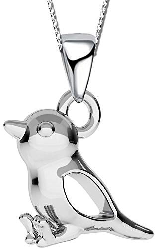 Kinder Mädchen Halskette 925 Sterling Silber Vogel Spatz Damen Kette mit Anhänger K517o 40cm