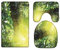 A.Monamour Badezimmer Badematte 3 Teilig Set Strahlender Sonnenschein Durch Grünen Regenwald Dschungel Natur Landschaft Teppich Für Flanell Saugfähig Badteppiche Badvorleger Badgarnitur WC Vorleger