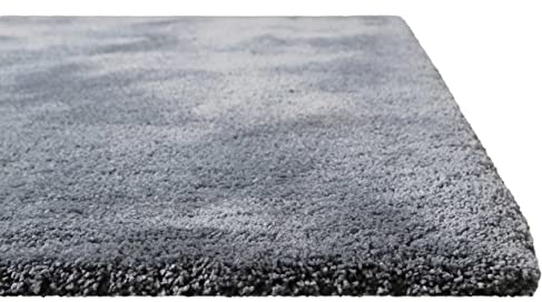 Homie Living Pisa Hochflorteppich, 160 x 230 cm, blau grau | Hochflor Teppich Uni, Modern, weich, flauschig, kuschelig, Für Wohnzimmer Schlafzimmer