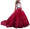 NNJXD Girls Lace Tulle Embroidered Princess Prom Ball Gown Formal Party Long Tail Dresses Size (140) 8-9 Years 406 Red-A