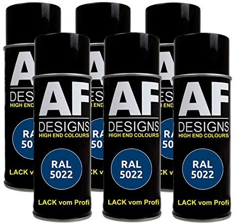 Alex Flittner Designs Lot de 6 bombes de peinture RAL pour voiture RAL5022 Bleu nuit satiné